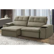 Sofá Retrátil e Reclinável França 230 Cm com Porta Copos e Objetos
