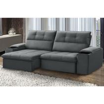 Sofá Retrátil e Reclinável França 230 Cm com Porta Copos e Objetos