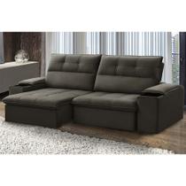 Sofá Retrátil e Reclinável França 250 Cm com Porta Copos e Objetos