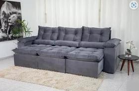 Sofa retratil e reclinavel grecia 2,70m - 3 modulos - cinza