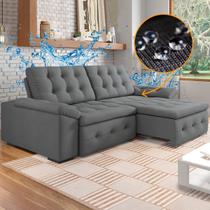 Sofá Retrátil e Reclinável Impermeabilizado 4 Lugares New Queen 230 Cm Suede Cinza - SóSofá Sofá Retrátil e Reclinável Impermeabilizado 4 Lugares New Queen 230 Cm Suede Cinza - SóSofá