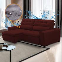 Sofá Retrátil e Reclinável Impermeável 4 Lugares Chicago 230 Cm Veludo Vermelho - SóSofá