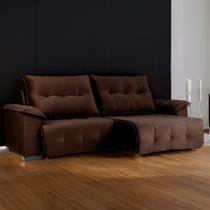 Sofá Retrátil e Reclinável Lisboa 2,50m Veludo Chocolate D28