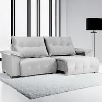 Sofá Retrátil e Reclinável Lisboa 2,50m Veludo Prata D28