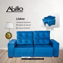 Sofá Retrátil e Reclinável Lisboa Azul Jolie Abílio - Abílio Estofados
