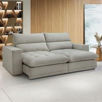 Sofá Retrátil e Reclinável Martinho 230cm Boucle Gelo - Celflex Sofá Retrátil e Reclinável Martinho 230cm Boucle Gelo - Celflex