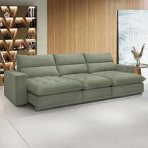 Sofá Retrátil e Reclinável Martinho 350cm Boucle Verde - Celflex