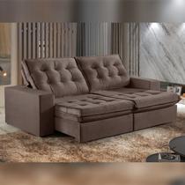 Sofá Retrátil e Reclinável Modulado 230cm Pés em Madeira Maciça Capri