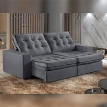 Sofá Retrátil e Reclinável Modulado 230cm Pés em Madeira Maciça Capri