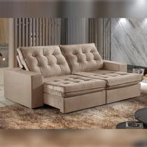 Sofá Retrátil e Reclinável Modulado 250cm Pés em Madeira Maciça Capri Sofá Retrátil e Reclinável Modulado 250cm Pés em Madeira Maciça Capri