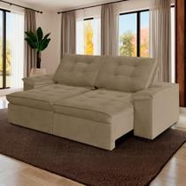 Sofá Retrátil e Reclinável Molas Ensacadas 240cm Veludo Zurique