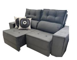 Sofá Retrátil e Reclinável New York Premium 2 m Cinza Chumbo/Grafite