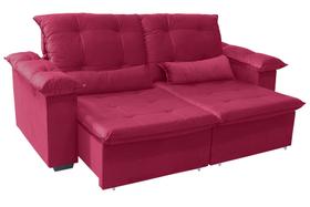 Sofá Retrátil e reclinável - Pillow Top - Veludo - Espuma em flocada - 2 Metros - Vinho