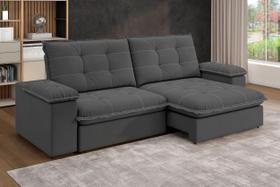 Sofá Retrátil e Reclinável Slim 250cm 4 Lugares Fofao Premium Sofá Retrátil e Reclinável Slim 250cm 4 Lugares Fofao Premium