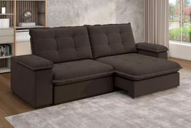 Sofá Retrátil e Reclinável Slim 250cm 4 Lugares Fofao Premium Marrom