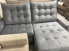 Sofa retrátil e reclinável suede cinza