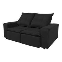 Sofá Retrátil e Reclinável Suede Preto 3 lugares RC Estofados