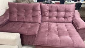 Sofá Retratil e Reclinavel Suedê Rose