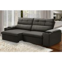 Sofá Retrátil e Reclinável Vannes 2,05m com Porta Copos e Objetos