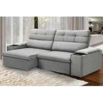 Sofá Retrátil e Reclinável Vannes 245cm com Porta Copos e Objetos