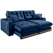 Sofá Retrátil e Reclinável Vicam 017 Com Molas Ensacadas 2,50 m - Veludo Azul