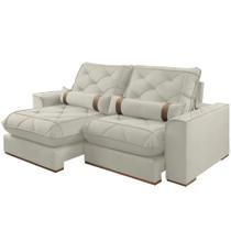 Sofá Retrátil e Reclinável Vicam 029 Com Molas Ensacadas 2,50 m - Veludo Marfim