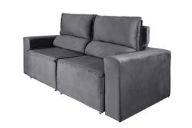 Sofá Retrátil e Reclinável Vilma 1,50 m Casavezi Decor Suede Veludo Cinza escuro Sofá Retrátil e Reclinável Vilma 1,50 m Casavezi Decor Suede Veludo Cinza escuro