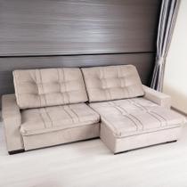 Sofá Retrátil e Reclivável com Molas Porto 2,50m Cappuccino