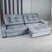 Sofá Retrátil e Reclivável com Molas Porto 2,70m Grafite