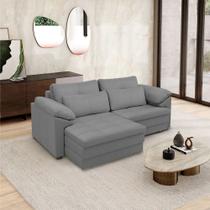 Sofá Retrátil Elétrico Sala de Estar Nolan Bipartido 175cm Conforto Premium em Couro Cinza G58 - Gran Belo