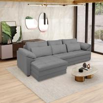 Sofá Retrátil Elétrico Sala de Estar Nolan Bipartido 332cm Conforto Premium em Couro Cinza G58 - Gran Belo