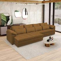 Sofá Retrátil Elétrico Sala de Estar Nolan Bipartido 339cm Conforto Premium em Couro Mel G58 - Gran Belo