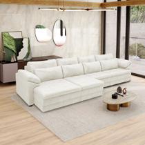 Sofá Retrátil Elétrico Sala de Estar Nolan Bipartido 414cm Conforto Premium em Couro Branco Manchado G58 - Gran Belo Sofá Retrátil Elétrico Sala de Estar Nolan Bipartido 414cm Conforto Premium em Couro Branco Manchado G58 - Gran Belo