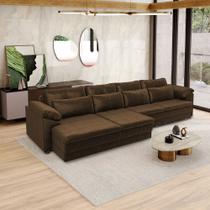 Sofá Retrátil Elétrico Sala de Estar Nolan Bipartido 414cm Conforto Premium em Couro Marrom Chocolate Manchado G58 - Gran Belo