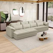 Sofá Retrátil Elétrico Sala de Estar Nolan Bipartido 414cm Conforto Premium em Couro OffWhite G58 - Gran Belo Sofá Retrátil Elétrico Sala de Estar Nolan Bipartido 414cm Conforto Premium em Couro OffWhite G58 - Gran Belo