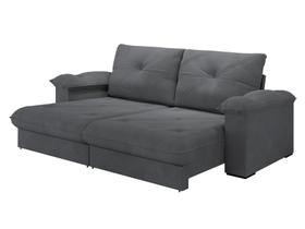 Sofá Retrátil Lufer Porto Seguro 2,90 m Suede Cinza Escuro