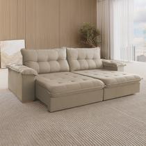 Sofá Retrátil Muriaé 4 Lugares 250 cm Linho