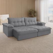 Sofá Retrátil Muriaé 4 Lugares 250 cm Linho Sofá Retrátil Muriaé 4 Lugares 250 cm Linho
