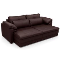 Sofá Retrátil Para Sala de Estar 3 Lugares 215cm Riza S03 Couro Caramelo - Lyam Decor