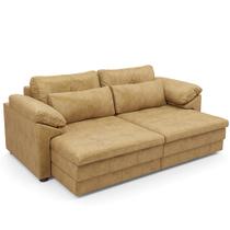 Sofá Retrátil Para Sala de Estar 3 Lugares 215cm Riza S03 Couro Soft Bege - Lyam Decor