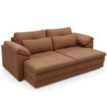 Sofá Retrátil Para Sala de Estar 3 Lugares 215cm Riza S03 Couro Soft Mel - Lyam Decor