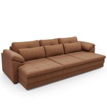 Sofá Retrátil Para Sala de Estar 3 Lugares 257cm Riza S03 Couro Soft Mel - Lyam Decor Sofá Retrátil Para Sala de Estar 3 Lugares 257cm Riza S03 Couro Soft Mel - Lyam Decor