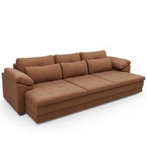 Sofá Retrátil Para Sala de Estar 3 Lugares 257cm Riza S03 Couro Soft Mel - Lyam Decor