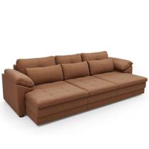 Sofá Retrátil Para Sala De Estar 4 Lugares 297cm Riza S03 Couro Soft Mel - Lyam Decor Sofá Retrátil Para Sala De Estar 4 Lugares 297cm Riza S03 Couro Soft Mel - Lyam Decor