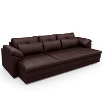 Sofá Retrátil Para Sala de Estar 4 Lugares 332cm Riza S03 Couro Caramelo - Lyam Decor