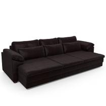 Sofá Retrátil Para Sala de Estar 4 Lugares 332cm Riza S03 Couro Vinho - Lyam Decor
