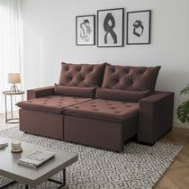 Sofá Retrátil Premium 150m em Suede Reclinável e com 2 Módulos Milão Marrom Sofá Retrátil Premium 150m em Suede Reclinável e com 2 Módulos Milão Marrom