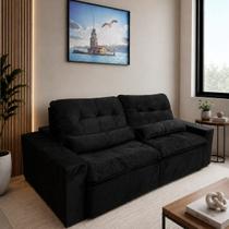 Sofá Retrátil Premium 2,90m Molas Ensacadas Veludo Preto Conforto Superior Máximo Sofá Retrátil Premium 2,90m Molas Ensacadas Veludo Preto Conforto Superior Máximo