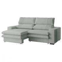 Sofá Retrátil Reclinável 2.50m London Linho Cinza Konfort