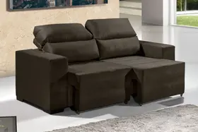 Sofá Retrátil Reclinável 2 Lugares 1,50 mt Cancún Suede Chocolate Espuma- D26 - Lançamento - Promocional Sofá Retrátil Reclinável 2 Lugares 1,50 mt Cancún Suede Chocolate Espuma- D26 - Lançamento - Promocional